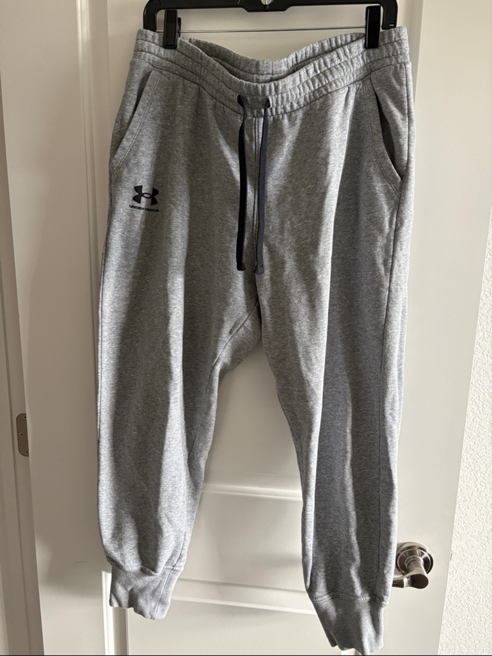 Under Armour Light Gray Fleece Joggers with Black Logo